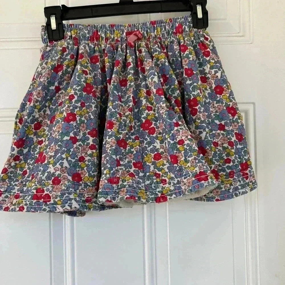 Mini Boden Girls Corduroy Skirt Apple Blossom Size 9/10 Blue Red Pink Yellow